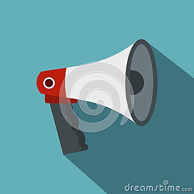 Red and white bullhorn public megaphone icon Vector Illustration