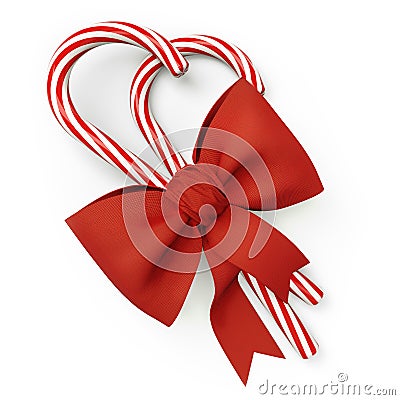 Red and White Candy Canes with Red Bow Stock Photo