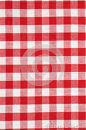 Red and White Checkered Tablecloth Background Stock Photo