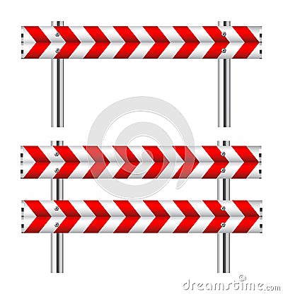 Red and white construction barricade Vector Illustration