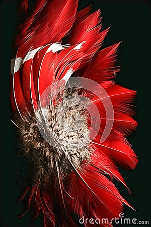 Red and white 3D Render Minimalist Turkey flag bokeh background with minimalist symbol, Generative AI Stock Photo