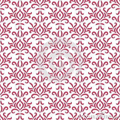 Red and white damask stylized seamless pattern, vector Vector Illustration