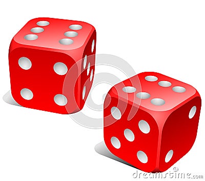 Red and white dice Vector Illustration