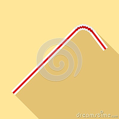 Red white drink straw icon, flat style Vector Illustration