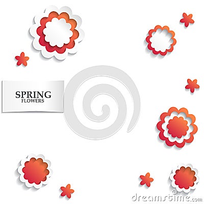 Red and white floral paper background. Spring background with beautiful colorful flower. Vector illustration template.banners. Vector Illustration