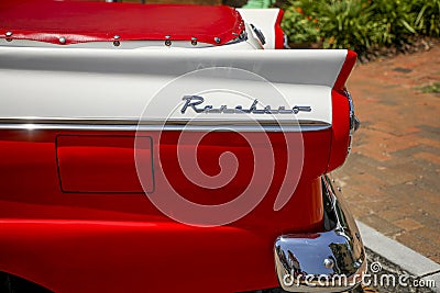 Red and white Ford Ranchero tail light Editorial Stock Photo