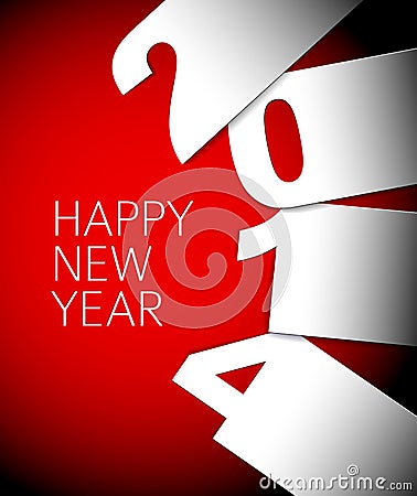 Red and white Happy New Year 2014 vector card Vector Illustration