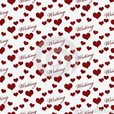 Red and White I Love Writing Tile Pattern Repeat Background Stock Photo