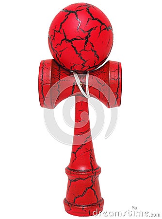 Red wood ball Kendama game Stock Photo