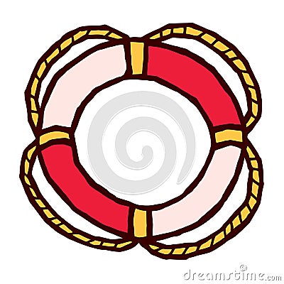 Red and white Lifebuoy stylized vector Vector Illustration