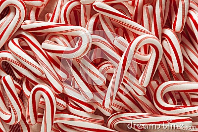 Red and White Mini Candy Canes Stock Photo