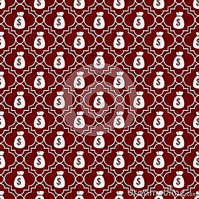 Red and White Money Bag Repeat Pattern Background Stock Photo