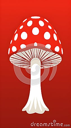 A red and white mushroom illustration - Fly Agaric - Amanita muscaria Cartoon Illustration