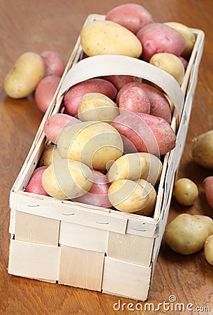 Red and white organic potatoes Stock Photo