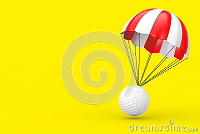 Red and White Parachute with White Golf Ball. 3d Rendering Stock Photo