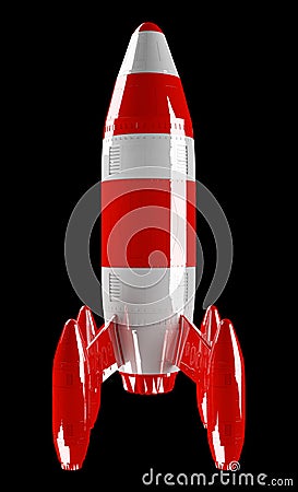 Red and white rocket launching 3D rendering Stock Photo