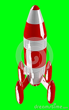 Red and white rocket launching 3D rendering Stock Photo