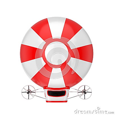 Red and White Toy Cartoon Airship Dirigible Balloon. 3d Rendering Stock Photo