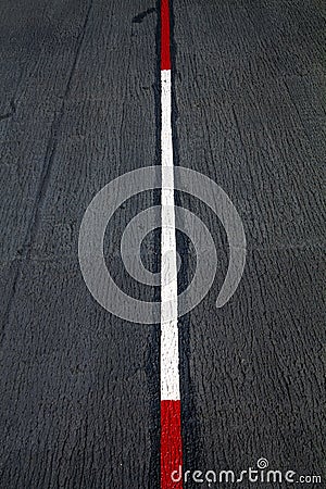 Red and white traffic lines. Stock Photo