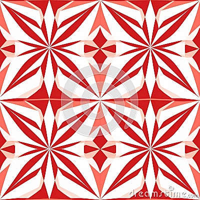 Red And White Triangular Pattern: Illusory Impressions And Cubist Faceting Stock Photo