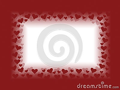 Red and white valentines day card background frame illustration design with hearts Cartoon Illustration