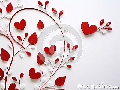 Red and white valentines flourishes on white background Stock Photo