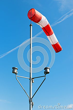 Red and white windsock Stock Photo