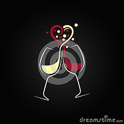 red and white wine love concept design background Vector Illustration
