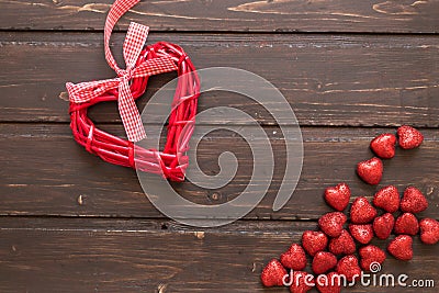Red wicker hearts Stock Photo