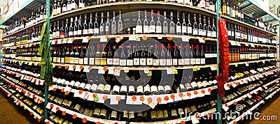 Red wine aisle in a Bottle King store Editorial Stock Photo