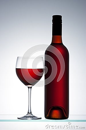 Red Wine Bottle Glass Stock Photo