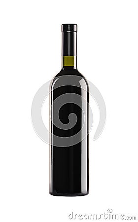 Red wine. Bottle of green glass. Stock Photo