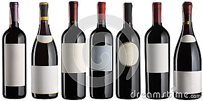 Red wine bottles set Stock Photo