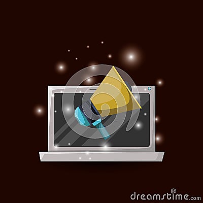 Red wine color background with brightness of laptop and megaphone images Vector Illustration