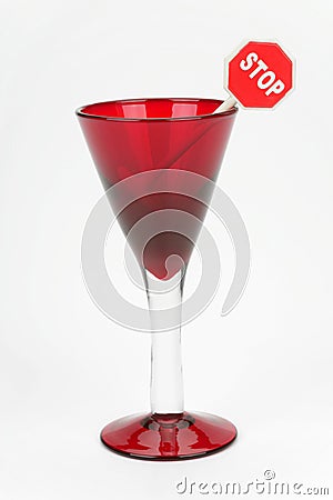 Red wine glass and sign stop Stock Photo