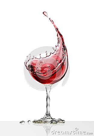 Red wine glass on a white background Stock Photo