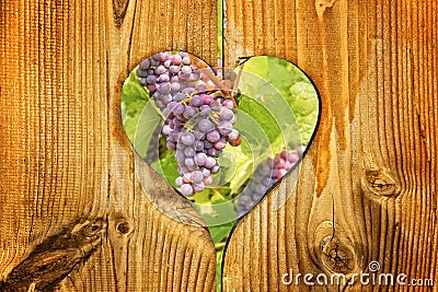 Red wine grapes in a heart Stock Photo