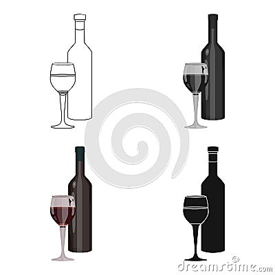 Red wine icon in cartoon style isolated on white background. Greece symbol stock vector illustration. Vector Illustration