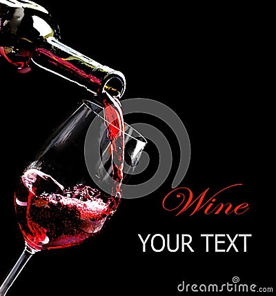 Red wine pouring into a wine glass Stock Photo