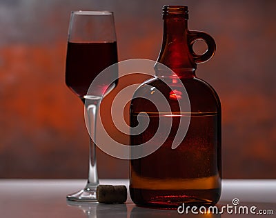 Red wine served in an elegant wineglass Stock Photo