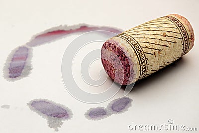 Red wine stain and cork Stock Photo