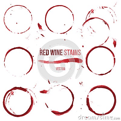 Red wine stains on white background Vector Illustration