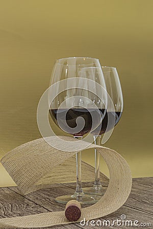 Red Wine Theme _ two wine glasses Stock Photo