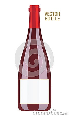 Red wine vector bottle. Vector Illustration