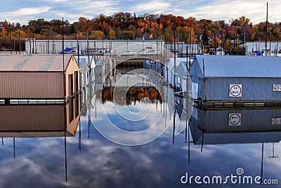 Red Wing Boathouses Stock Photo