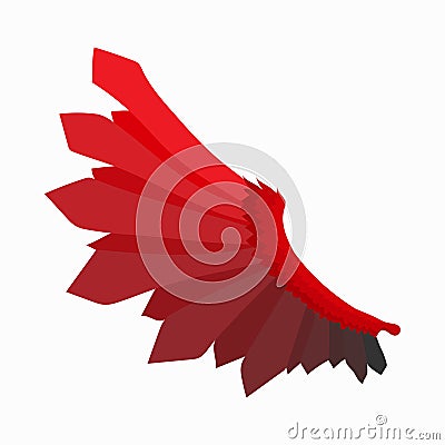 Red wing of devil icon, cartoon style Vector Illustration