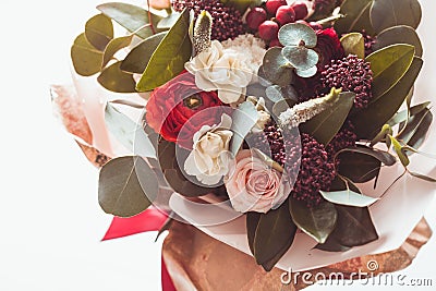 Red winter bouquet Stock Photo