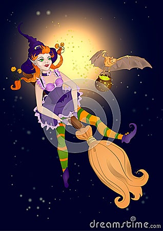 Little witch Vector Illustration