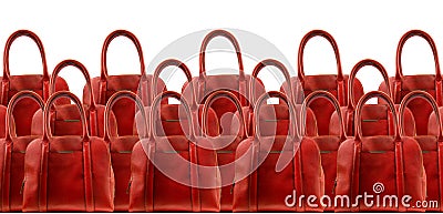 Red woman leather hand bag Stock Photo