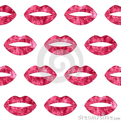 Red woman lips seamless pattern Vector Illustration